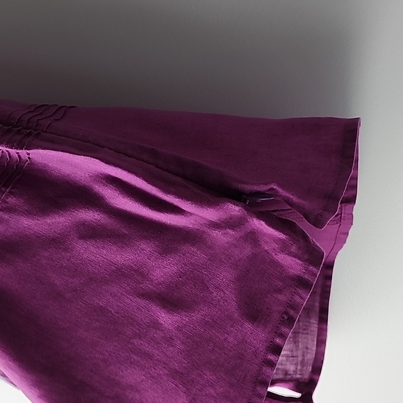 Vintage Ann Taylor Petites V Neck Cropped Linen Tank Top - Picture 3 of 5